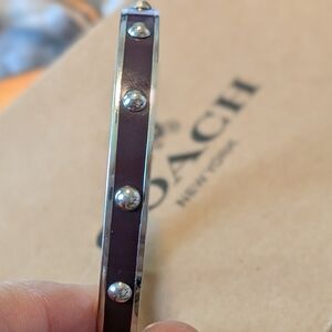Coach Silver and Brown Studded Bangle